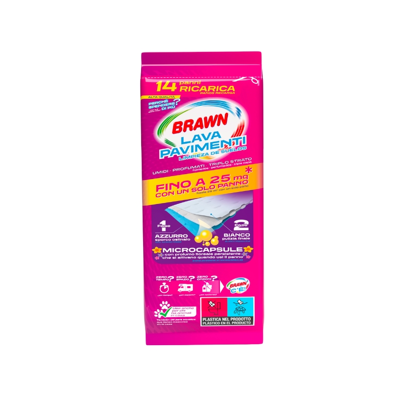Brawn Lava Pavimenti 14 Panni Ricarica